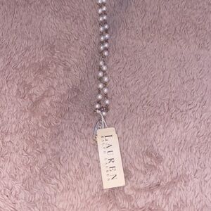 Lauren Ralph Lauren Silver and Cream Pearl Dangle Pendant